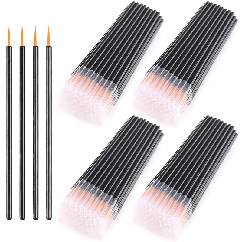 Akstore 200PCS Disposable Eyeline Mascara Brushes Eyelash Brush Wands Applicator Makeup Brush Tool Kits (Black 200PCS) - Image 1